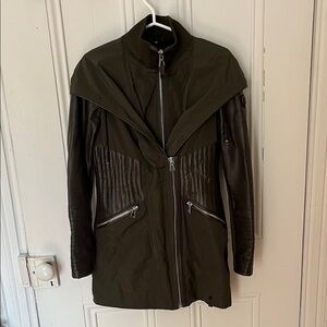 RUDSAK Dark Green Leather Sleeve Jacket